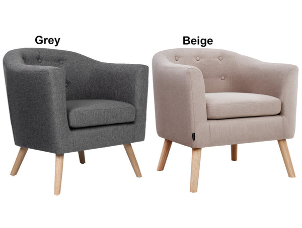 ADORA LINEN FABRIC TUB CHAIR - ASSORTED COLOURS