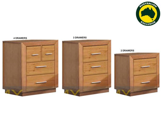 Alameda (AUSSIE MADE) Bedside Table With Floating Base Collection - Assorted Stained Colours