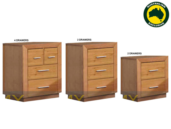 ALAMEDA (AUSSIE MADE) BEDSIDE TABLE WITH FLOATING BASE COLLECTION - ASSORTED STAINED COLOURS - STARTING FROM $599