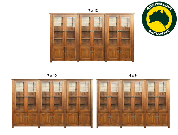 ALANZO (AUSSIE MADE) LIBRARY UNIT COLLECTION - ASSORTED STAINED COLOURS - STARTING FROM $2999