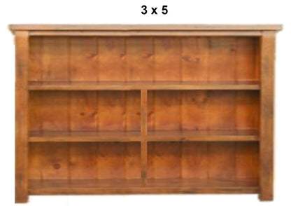 ALANZO (AUSSIE MADE) LOWLINE BOOKCASE WITH WIDE T&G BACKING COLLECTION - ASSORTED STAINED COLOURS - STARTING FROM $499