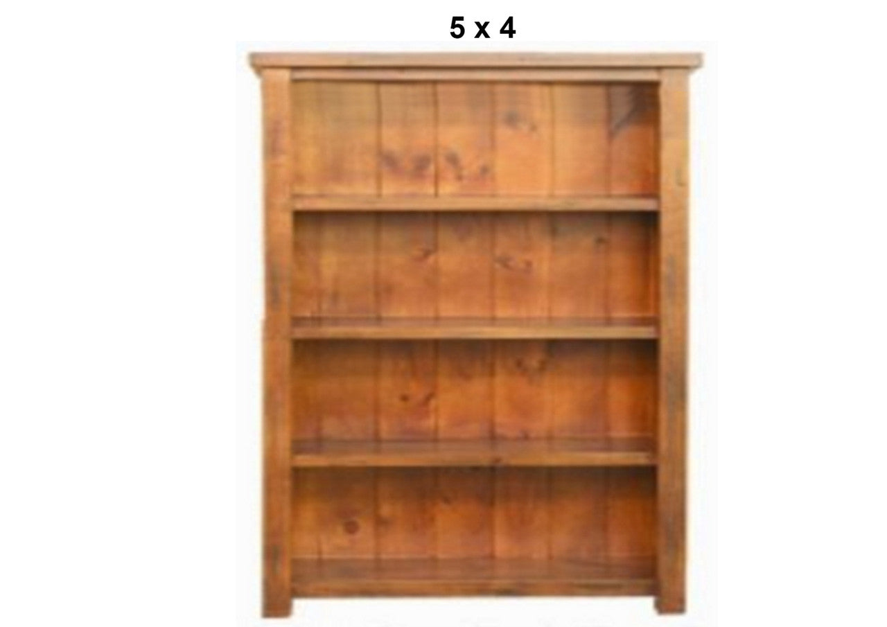 ALANZO (AUSSIE MADE) LOWLINE BOOKCASE WITH WIDE T&G BACKING COLLECTION - ASSORTED STAINED COLOURS - STARTING FROM $499