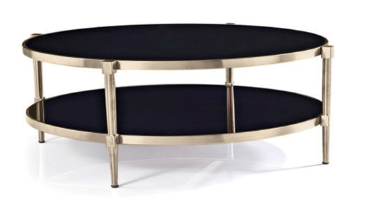 ALBAH COFFEE TABLE WITH SHELF -  NICKEL  / BLACK