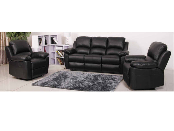 JESSICA 3RR+1R+1R LEATHER RECLINER SUITE - BLACK