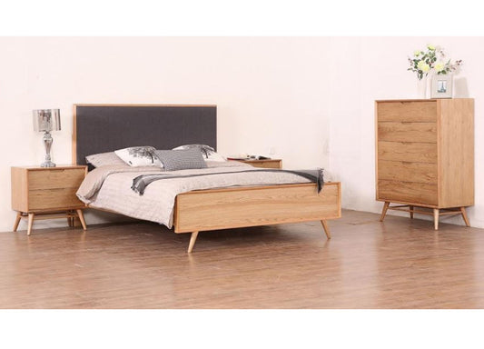 ALGIERS  KING 4 PIECE (TALLBOY)  BEDROOM SUITE - (MODEL-19-5-22-9-12-12-5)  - NATURAL