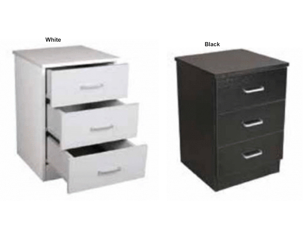 Alleah 3 Drawer Bedside Table Collection - Black Or White