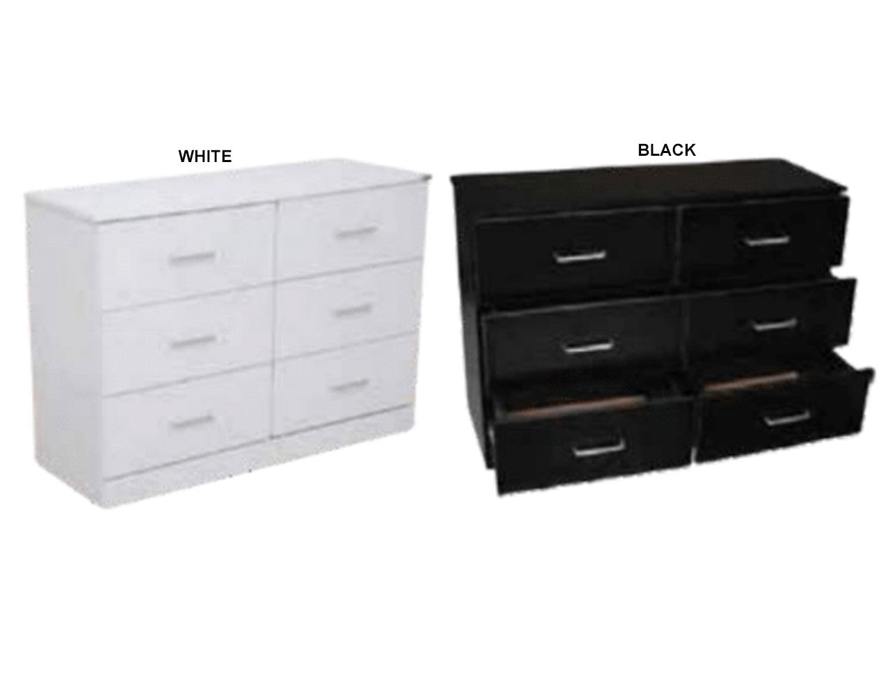 ALLEAH 6 DRAWER LOWBOY - WHITE OR BLACK