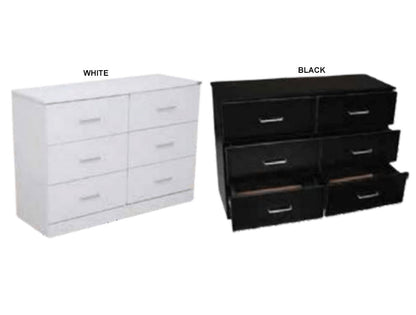 ALLEAH 6 DRAWER LOWBOY - WHITE OR BLACK