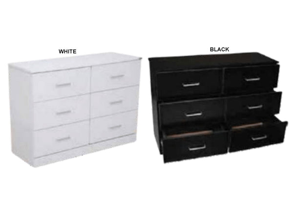 ALLEAH 6 DRAWER LOWBOY - WHITE OR BLACK
