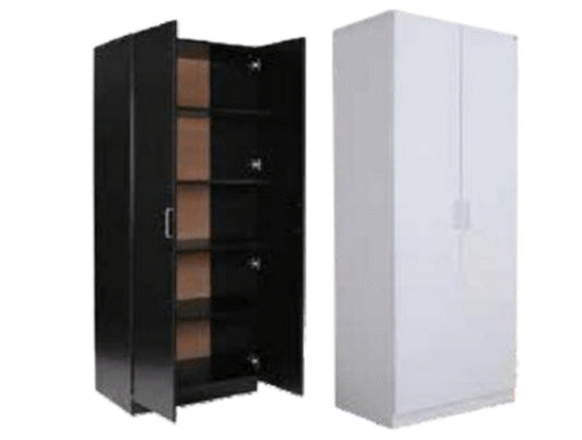 ALLEAH 2 DOOR / 5 SHELF PANTRY - BLACK OR WHITE