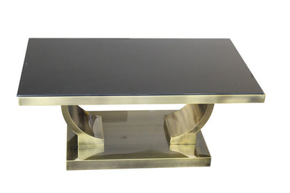 JACKSON COFFEE TABLE - 1000(W) X 600(D) -  TEMPERED GLASS - METAL BASE