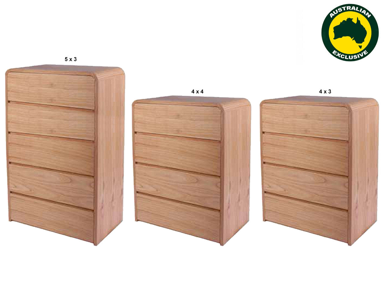 Andre (AUSSIE MADE) Tallboy Collection - Tassie Oak Combination - Assorted Stained Colours
