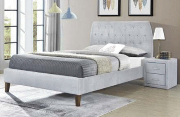 DOUBLE FABIANO VELVET FABRIC BEDFRAME - GREY