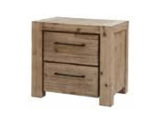 WINSLOW ACACIA 2 DRAWERS BEDSIDE TABLE - AS PICTURED