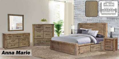 WINSLOW ACACIA 6 DRAWERS LARGE TALLBOY - AS PICTURED