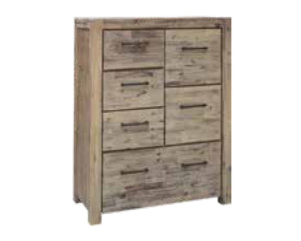 WINSLOW ACACIA 6 DRAWERS LARGE TALLBOY - AS PICTURED
