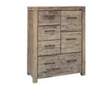 WINSLOW ACACIA 6 DRAWERS LARGE TALLBOY - AS PICTURED