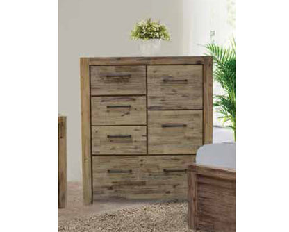 WINSLOW ACACIA 6 DRAWERS LARGE TALLBOY - AS PICTURED