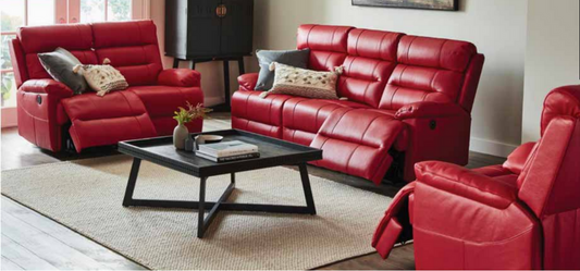 SHELDON 3RERE + RE + RE THICK LEATHER RECLINER LOUNGE - ASSORTED COLOURS