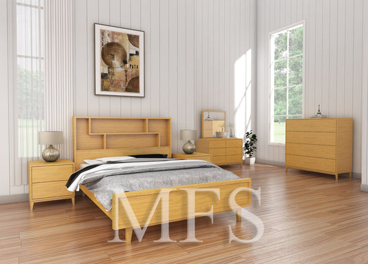 QUEEN ANTARCTICA (AUSSIE MADE) ZIGZAG BOOKEND BED WITH BEDHEAD STORAGE - ASSORTED COLOURS