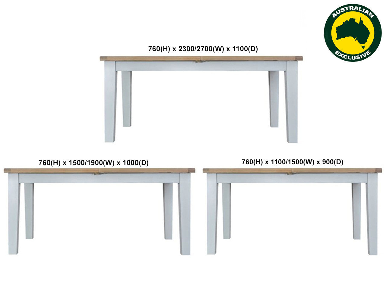 Arbetta (AUSSIE MADE) Extension Dining Table Collection - Assorted Stained / Painted Colours