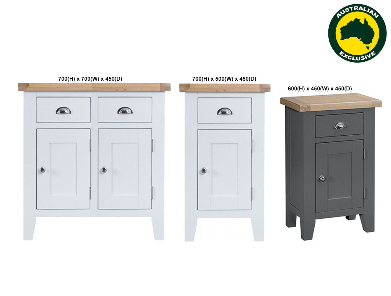 Arbetta (AUSSIE MADE) Small Bedside Table Collection - Assorted Painted / Stained Colours
