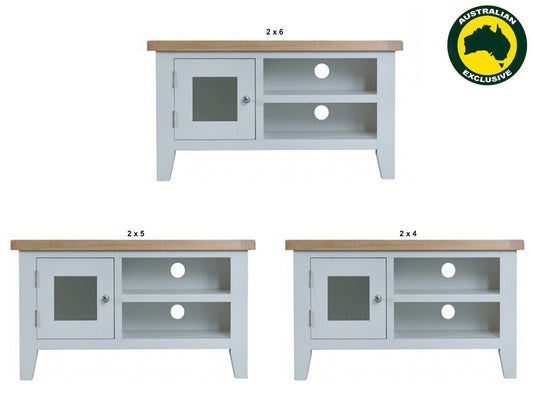 Arbetta (AUSSIE MADE) TV Unit With 1 Door / 2 Component Spaces Collection - Assorted Painted / Stained Colours