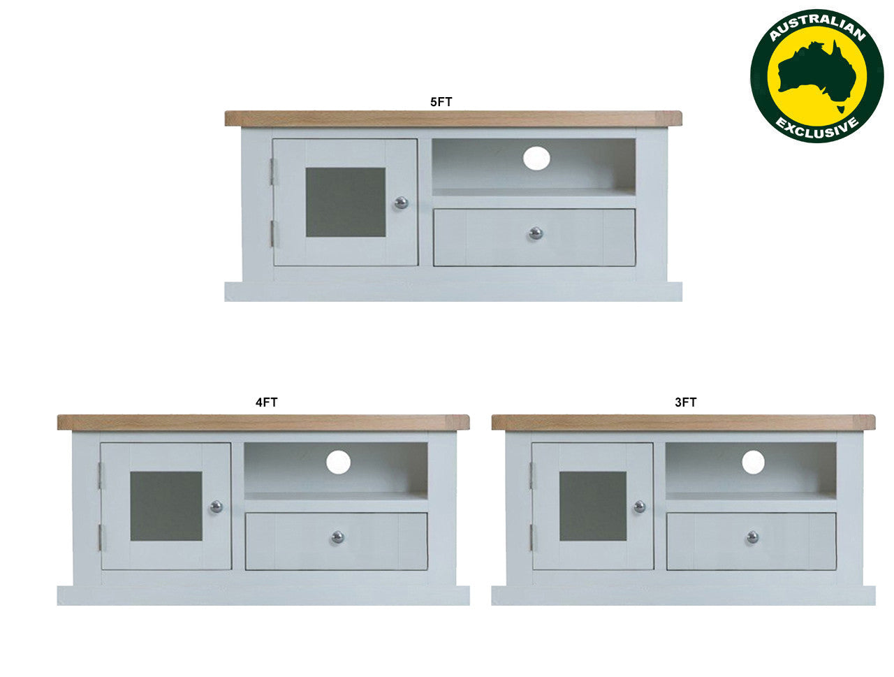 Arbetta (AUSSIE MADE) TV Unit With 1 Door / 1 Drawer With Kickboard Collection - Assorted Painted / Stained Colours