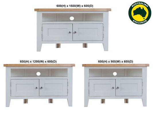 Arbetta (AUSSIE MADE) Corner TV Unit Collection - Assorted Painted / Stained Colours