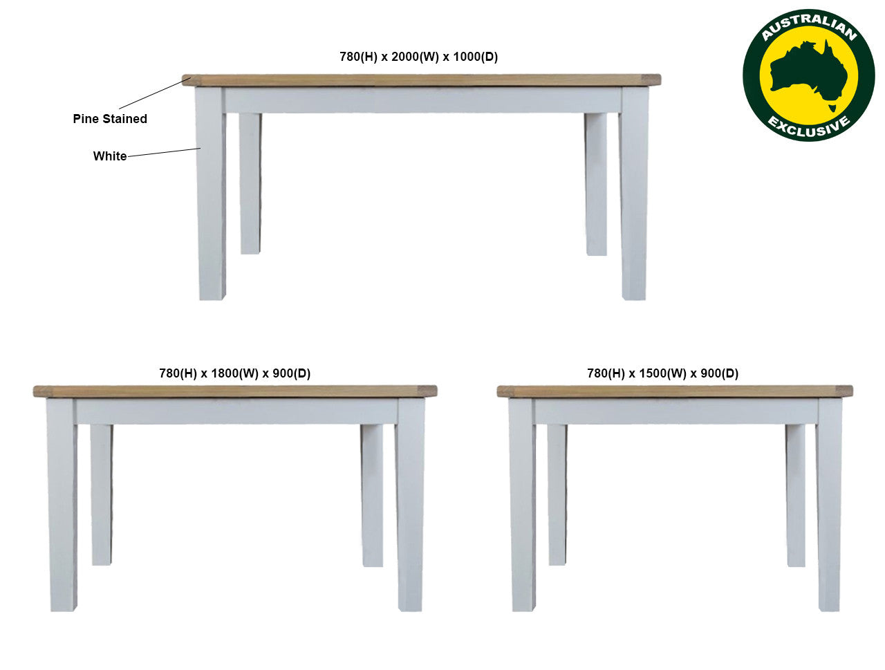 Arbetta (AUSSIE MADE) Thick Top Dining Table Collection - Assorted Painted Colours