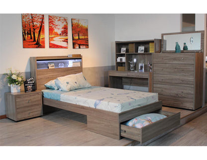 DENZEL STUDY DESK WITH HUTCH - 1515(H) x 1200(W) x 580(D) - GREY OAK