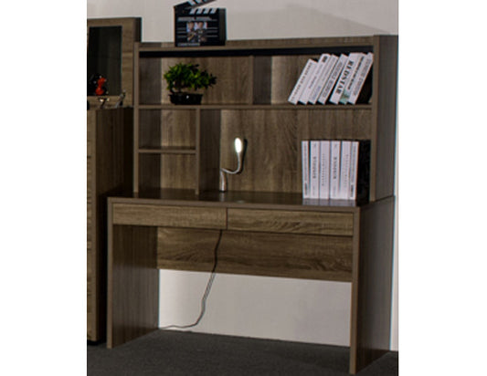Denzel Study Desk With Hutch - 1515(H) X 1200(W) X 580(D) - Grey Oak