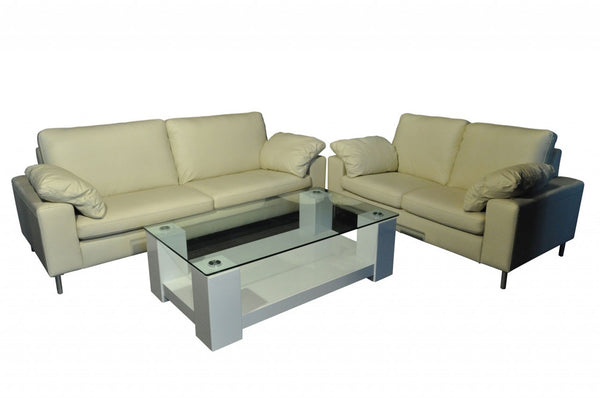 ASHLEY 3 SEATER + 2 SEATER LOUNGE - CREAM, CHOCOLATE OR BLACK