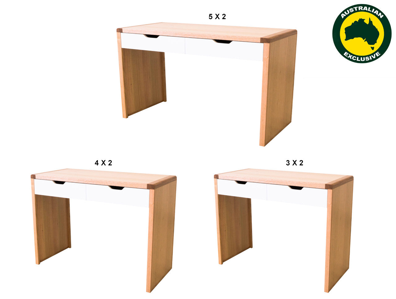 Avalon (AUSSIE MADE) 2 Drawer Desk - Tassie Oak Combination - Assorted Painted Colours