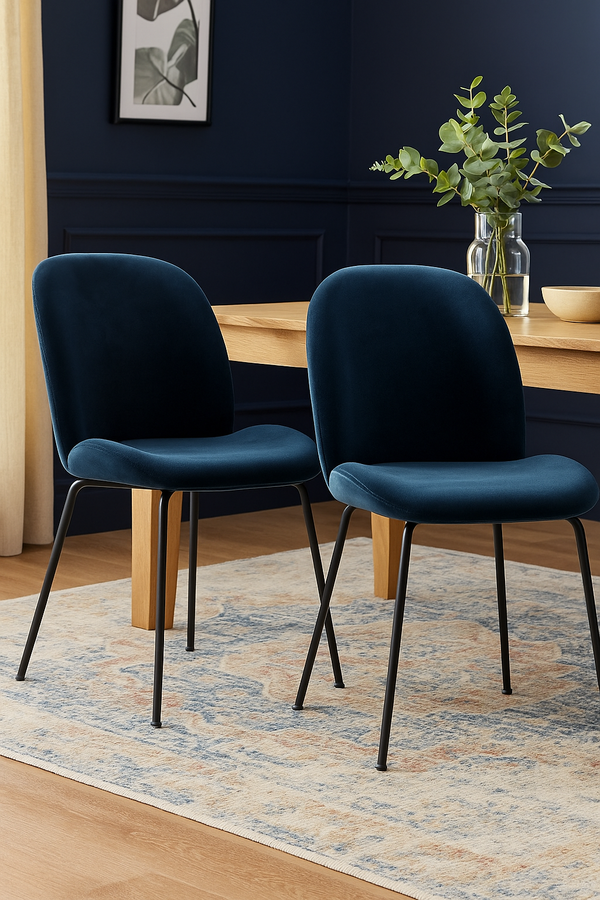 AVERIE (SET OF 2) FABRIC DINING CHAIR - SAPPHIRE BLUE VELVET