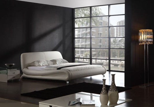 QUEEN ROCKWELL 100% LEATHER / LEATHERETTE COMBINATION BED (B010) - ASSORTED COLOURS