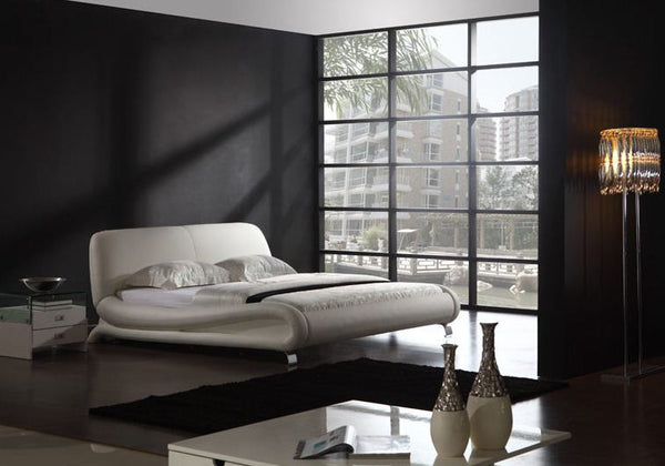 QUEEN ROCKWELL 100% LEATHER / LEATHERETTE COMBINATION BED (B010) - ASSORTED COLOURS