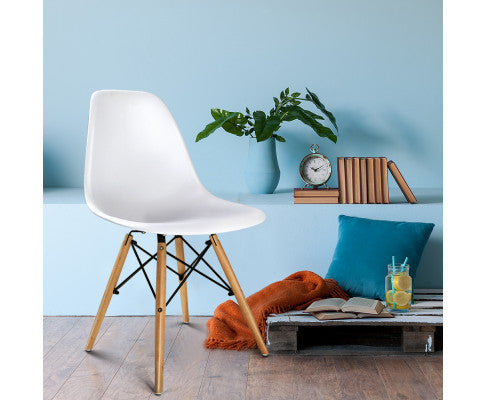 EVERLEE (SET OF 2) RETRO BENCH WOOD DINING CHAIR - WHITE