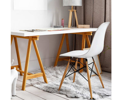 EVERLEE (SET OF 2) RETRO BENCH WOOD DINING CHAIR - WHITE