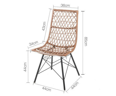 DERILY SET OF 4 RATTAN DINING CHAIRS - NATURAL