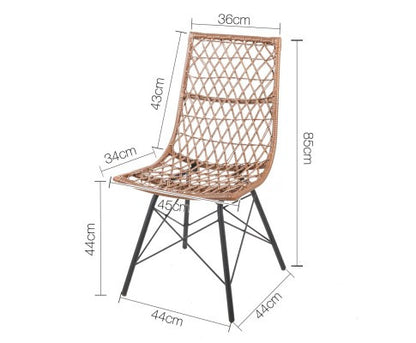 DERILY SET OF 4 RATTAN DINING CHAIRS - NATURAL