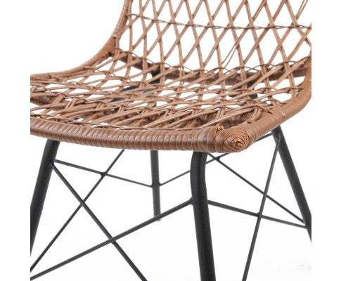 DERILY SET OF 4 RATTAN DINING CHAIRS - NATURAL