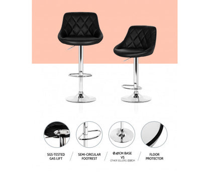 SEBASTIAN (SET OF 4) LEATHER GAS LIFT SWIVEL CHAIR - BLACK