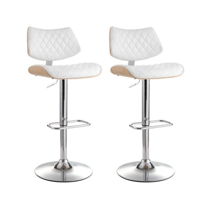 GALANTE (SET OF 2) LEATHERETTE GAS LIFT BAR STOOL - WHITE