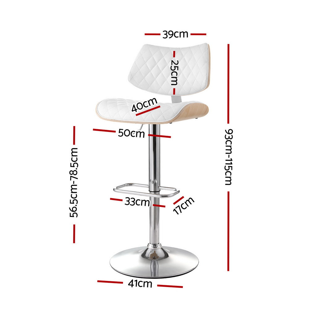 GALANTE (SET OF 2) LEATHERETTE GAS LIFT BAR STOOL - WHITE