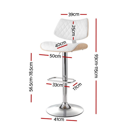 GALANTE (SET OF 2) LEATHERETTE GAS LIFT BAR STOOL - WHITE