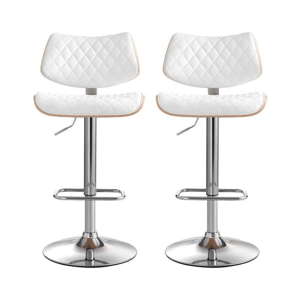 GALANTE (SET OF 2) LEATHERETTE GAS LIFT BAR STOOL - WHITE
