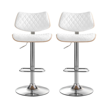 GALANTE (SET OF 2) LEATHERETTE GAS LIFT BAR STOOL - WHITE