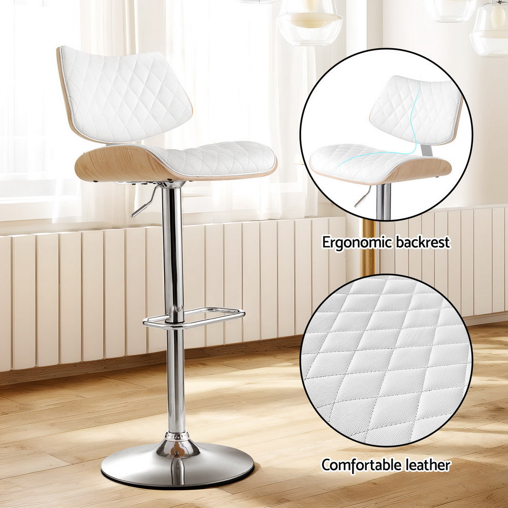 GALANTE (SET OF 2) LEATHERETTE GAS LIFT BAR STOOL - WHITE