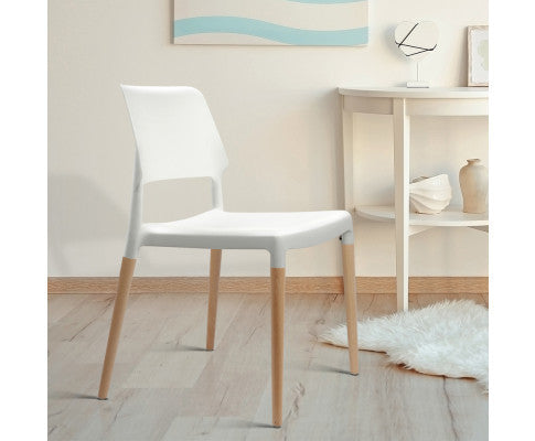 PHOEBE (SET OF 4) WOODEN STACKABLE DINING CHAIR - WHITE